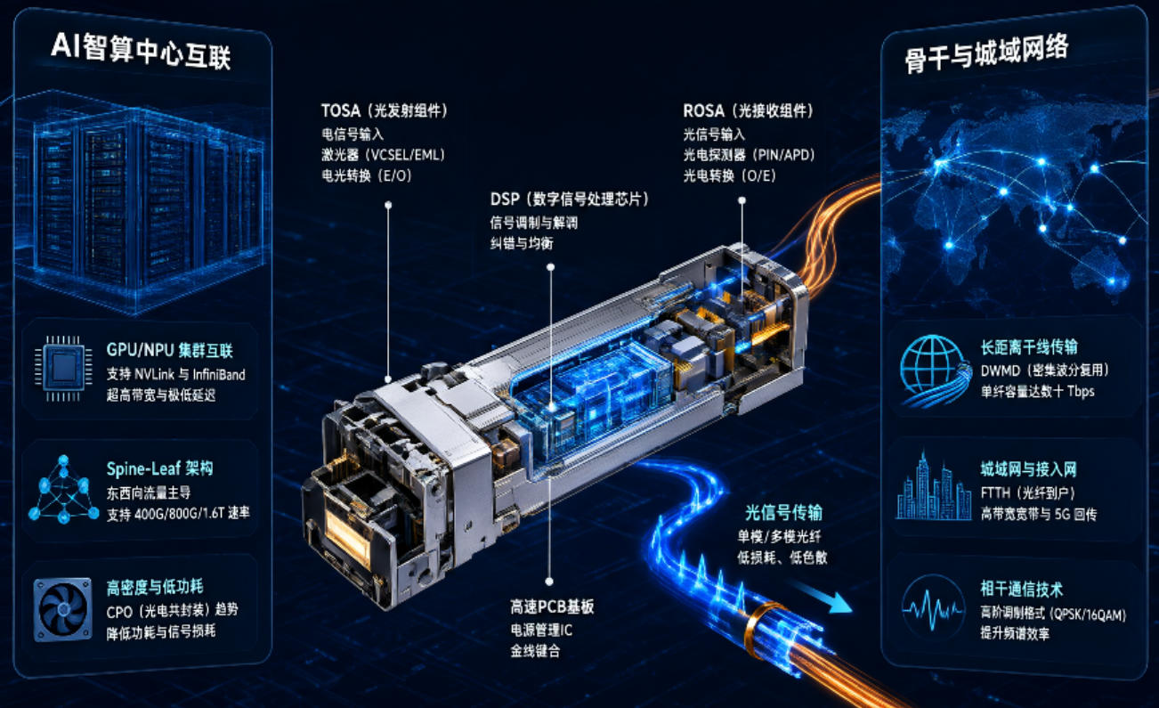 光通讯模块：AI算力时代的“光电翻译官”